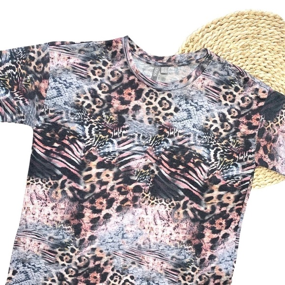 ASOS Y2K 90’s Funky Wild Lace Animal Print Leopard Zebra T-Shirt size 4 - Picture 15 of 15